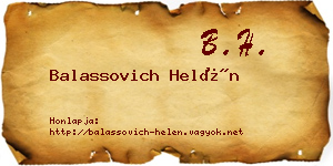 Balassovich Helén névjegykártya